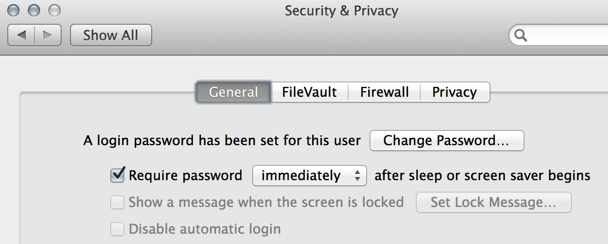 Lock Screen Mac OSX