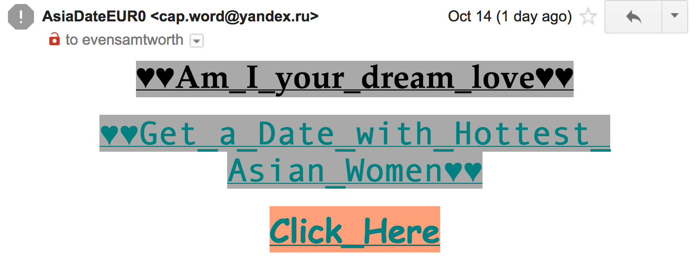 dating emails spam